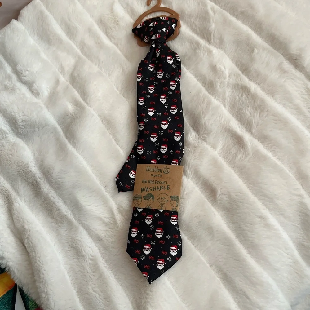 NWT Wembley Boys Kids Cool Santa Xmas Holiday Christmas “Ho Ho Ho” Clip On Tie